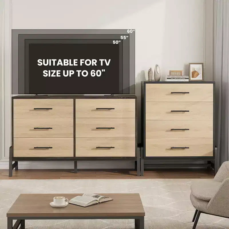 Commode haute de 38,6 po, commode 4 tiroirs pour chambre à coucher, armoire de rangement en bois