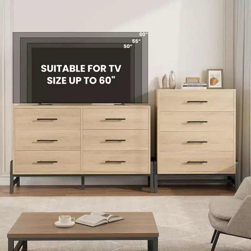 Commode haute de 38,6 po, commode 4 tiroirs pour chambre à coucher, armoire de rangement en bois