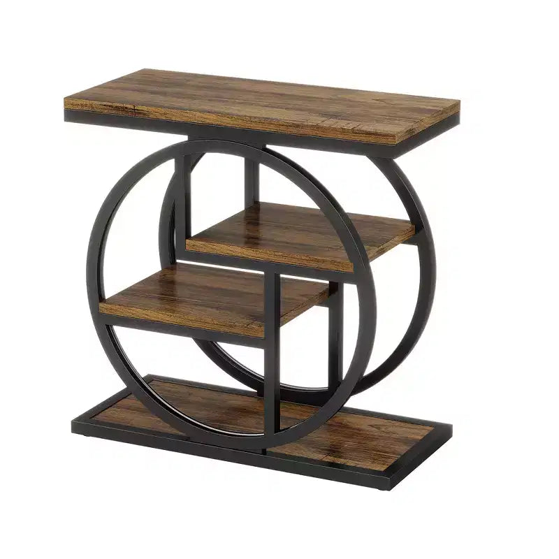 Table d'appoint de rangement à 4 niveaux Assemblage facile MDF renforcé Cadre en métal robuste