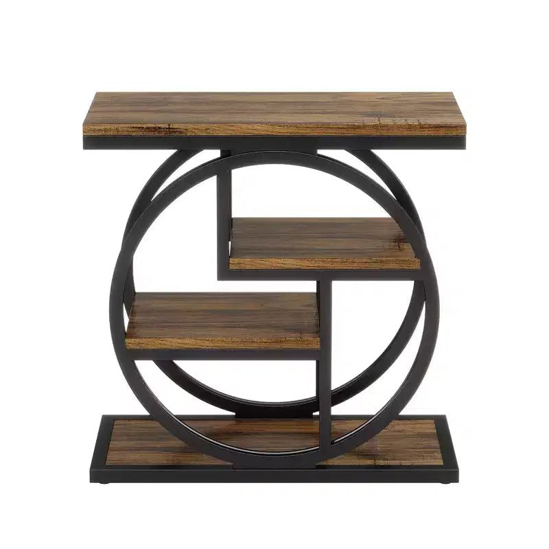 Table d'appoint de rangement à 4 niveaux Assemblage facile MDF renforcé Cadre en métal robuste