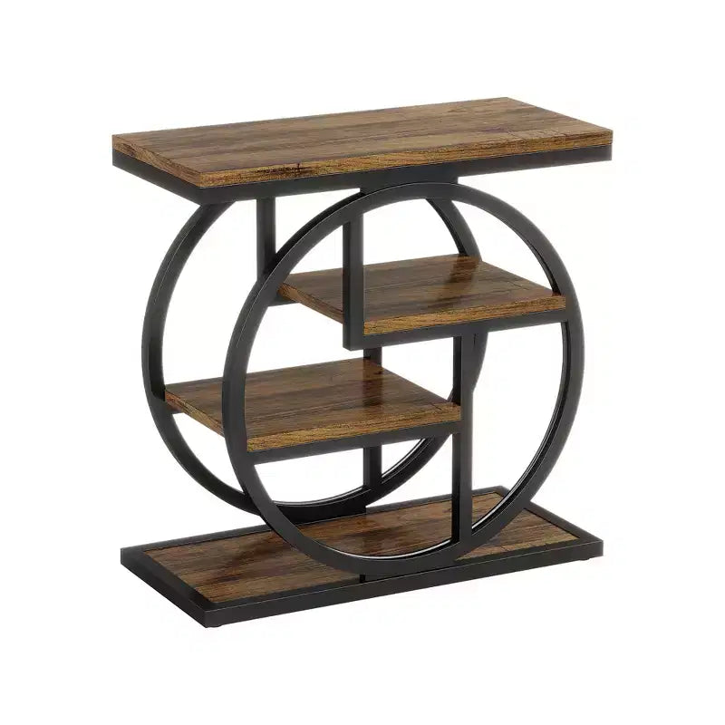 Table d'appoint de rangement à 4 niveaux Assemblage facile MDF renforcé Cadre en métal robuste