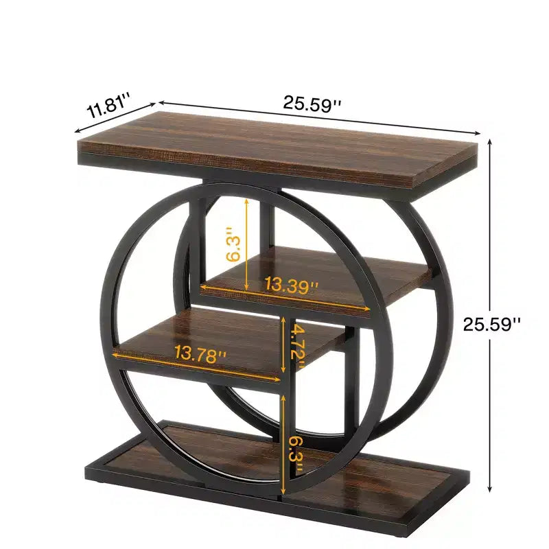 Table d'appoint de rangement à 4 niveaux Assemblage facile MDF renforcé Cadre en métal robuste
