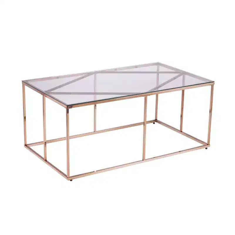 Table basse contemporaine avec plateau en verre - Champagne