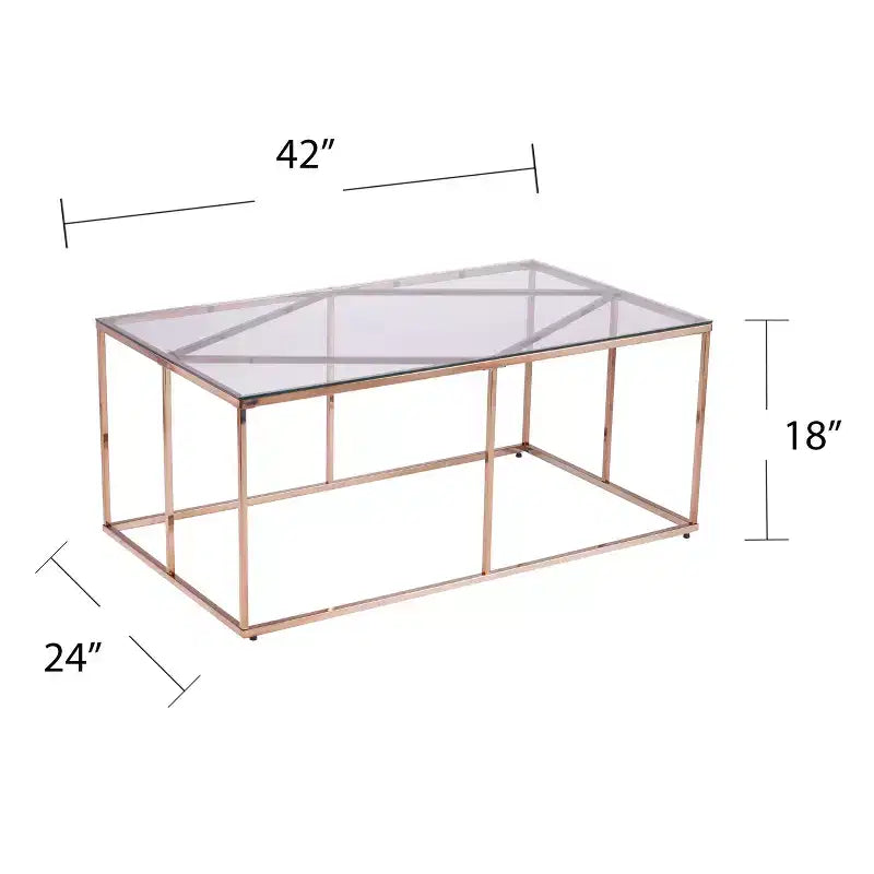 Table basse contemporaine avec plateau en verre - Champagne