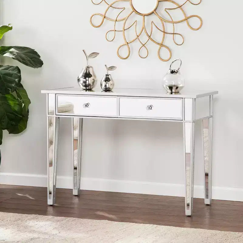 Mirage Mirrored 2-Drawer Console Table - Silver - SEI