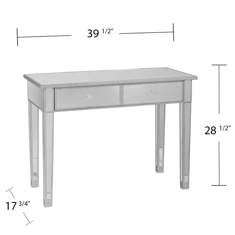 Mirage Mirrored 2-Drawer Console Table - Silver - SEI
