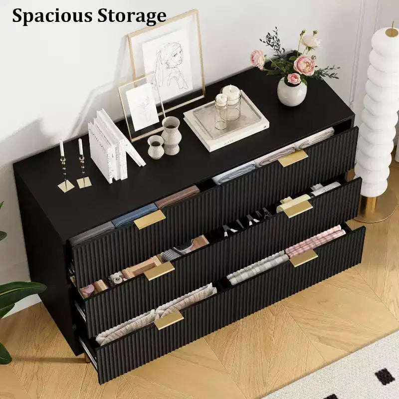 Dresser for Bedroom, 6 Drawer Dresser, Modern Chest of Drawers, Wood Drawer Organizer for Bedroom, Living Room, Hallway, Entryway