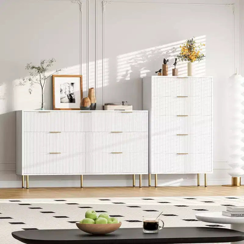 Dresser for Bedroom, 6 Drawer Dresser, Modern Chest of Drawers, Wood Drawer Organizer for Bedroom, Living Room, Hallway, Entryway