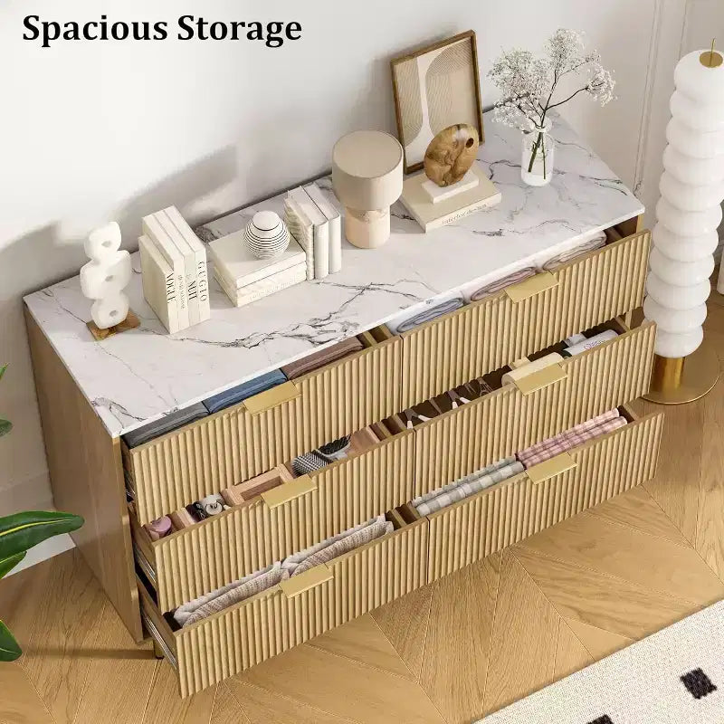 Dresser for Bedroom, 6 Drawer Dresser, Modern Chest of Drawers, Wood Drawer Organizer for Bedroom, Living Room, Hallway, Entryway