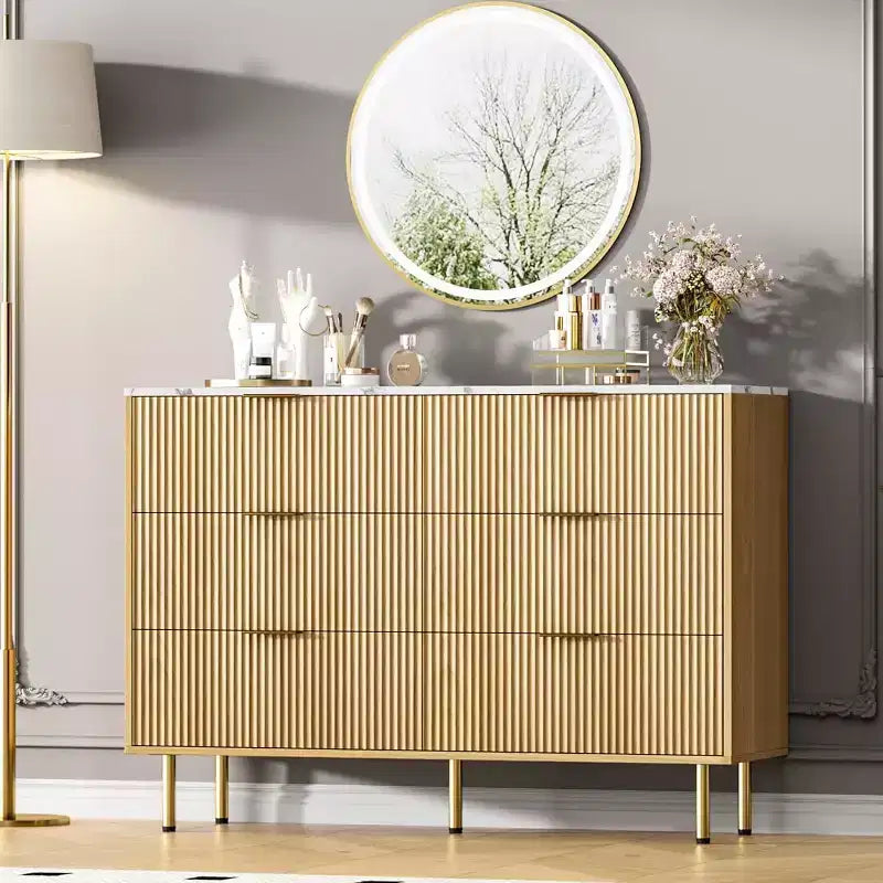 Dresser for Bedroom, 6 Drawer Dresser, Modern Chest of Drawers, Wood Drawer Organizer for Bedroom, Living Room, Hallway, Entryway