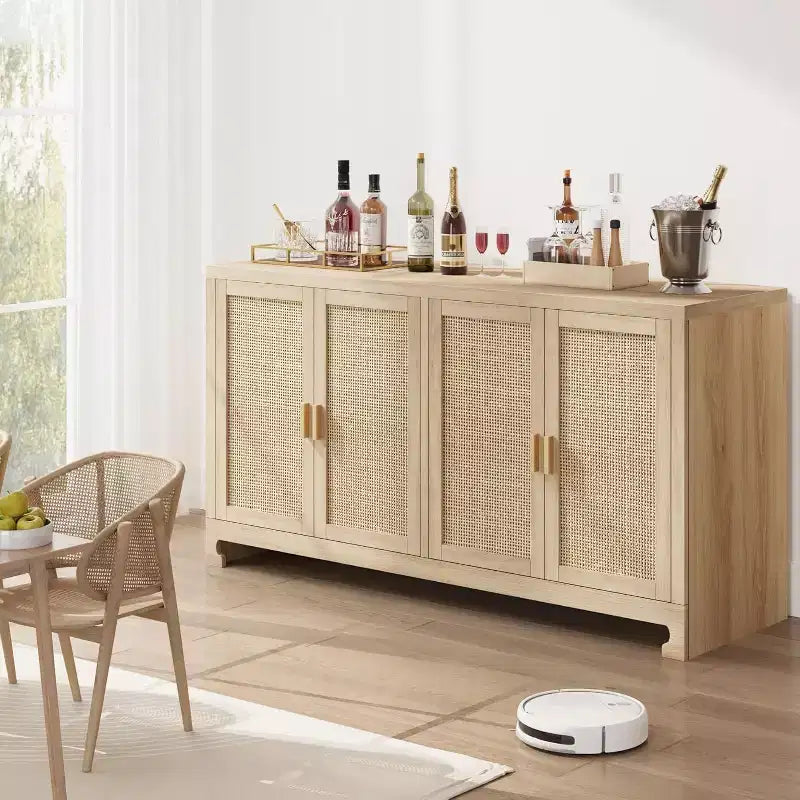 Modern Rattan Storage Cabinet