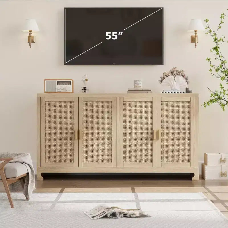 Modern Rattan Storage Cabinet