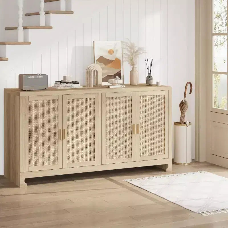 Modern Rattan Storage Cabinet