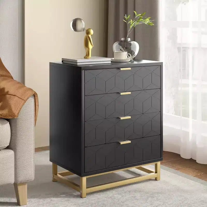 Drawer Storage Cabinet, Dresser for Bedroom, 53.5 Dresser Organizer with Metal Handle and Legs