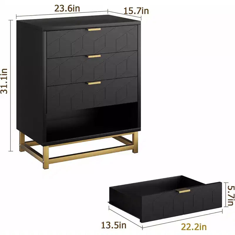Drawer Storage Cabinet, Dresser for Bedroom, 53.5 Dresser Organizer with Metal Handle and Legs
