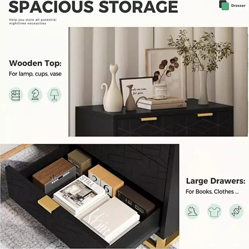 Drawer Storage Cabinet, Dresser for Bedroom, 53.5 Dresser Organizer with Metal Handle and Legs