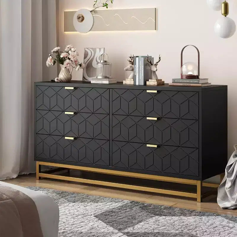 Drawer Storage Cabinet, Dresser for Bedroom, 53.5 Dresser Organizer with Metal Handle and Legs