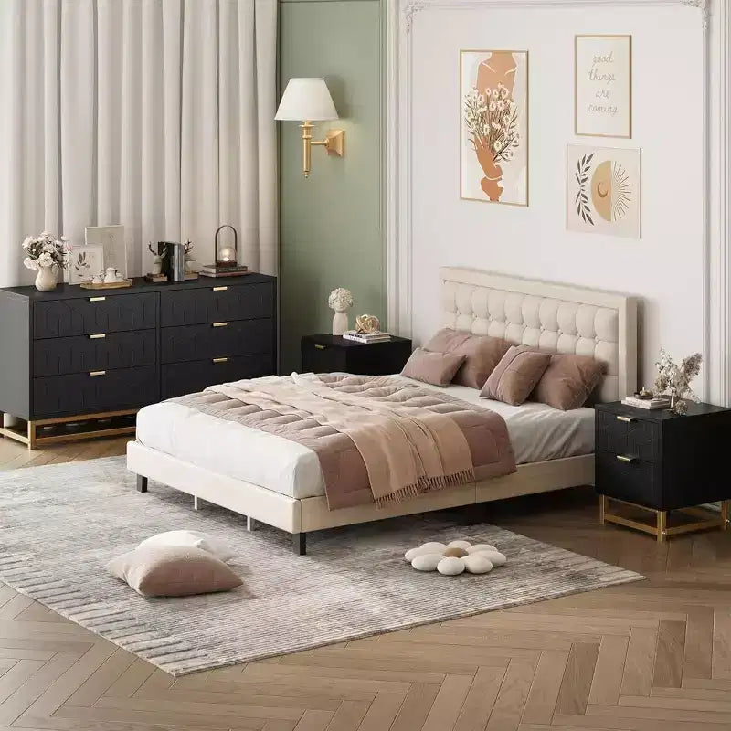 Drawer Storage Cabinet, Dresser for Bedroom, 53.5 Dresser Organizer with Metal Handle and Legs