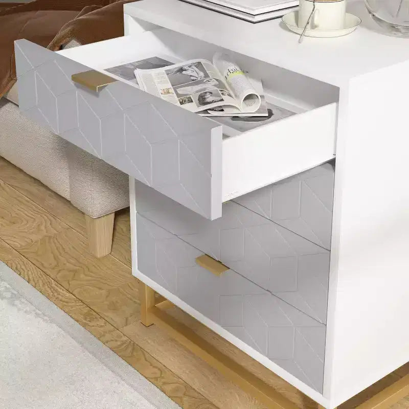 Drawer Storage Cabinet, Dresser for Bedroom, 53.5 Dresser Organizer with Metal Handle and Legs