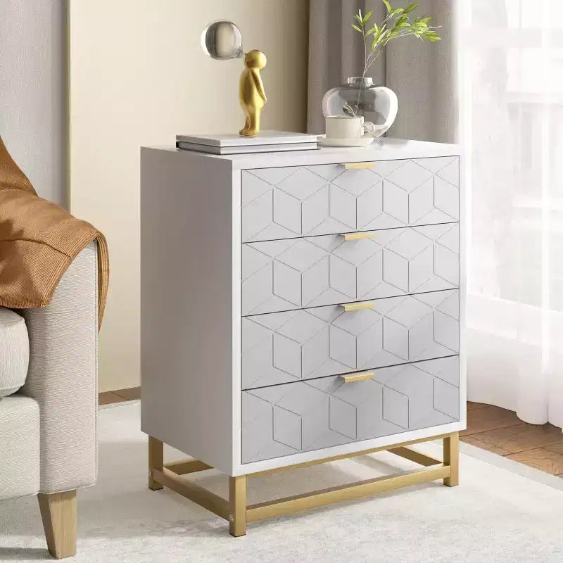 Drawer Storage Cabinet, Dresser for Bedroom, 53.5 Dresser Organizer with Metal Handle and Legs