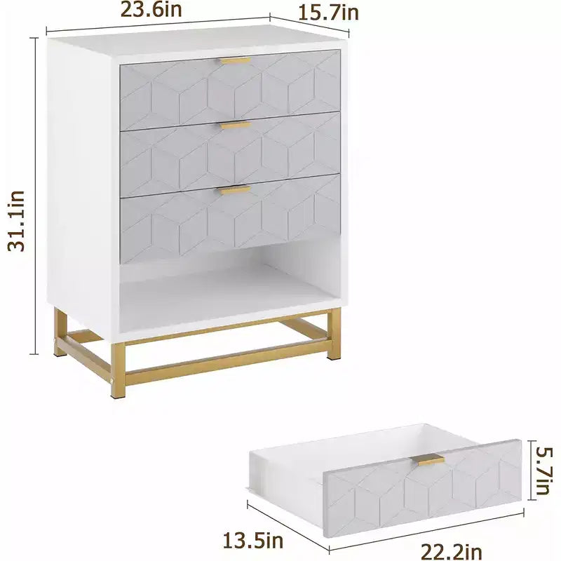 Drawer Storage Cabinet, Dresser for Bedroom, 53.5 Dresser Organizer with Metal Handle and Legs