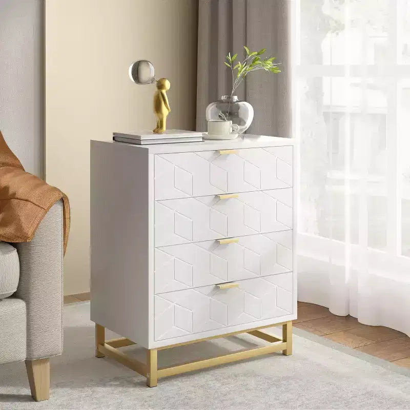 Drawer Storage Cabinet, Dresser for Bedroom, 53.5 Dresser Organizer with Metal Handle and Legs