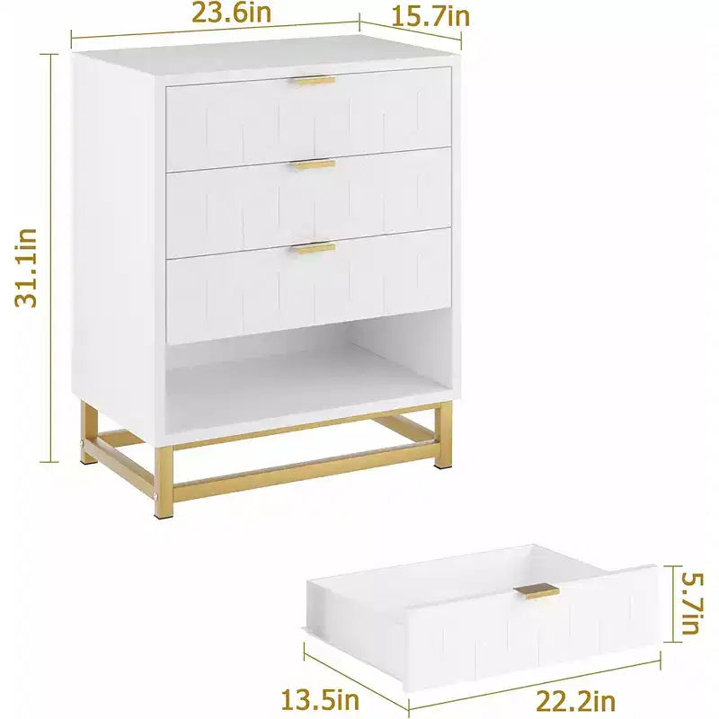 Drawer Storage Cabinet, Dresser for Bedroom, 53.5 Dresser Organizer with Metal Handle and Legs
