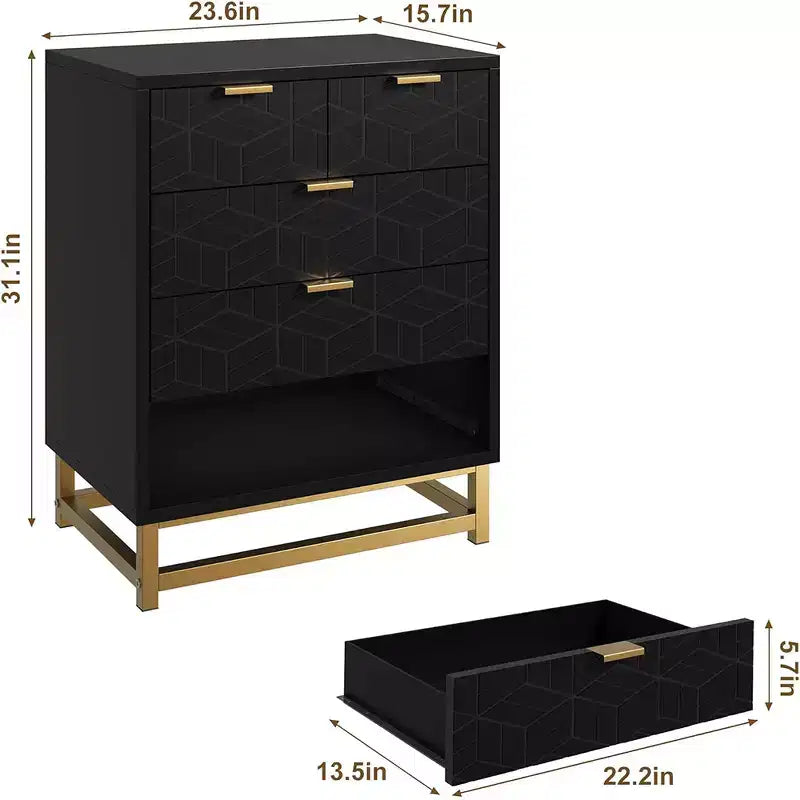 Drawer Storage Cabinet, Dresser for Bedroom, 53.5 Dresser Organizer with Metal Handle and Legs