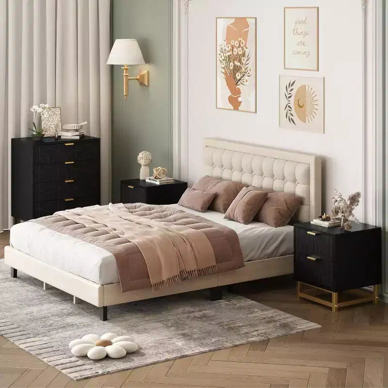 Drawer Storage Cabinet, Dresser for Bedroom, 53.5 Dresser Organizer with Metal Handle and Legs