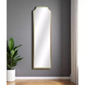 Miroir suspendu pleine longueur en arc perlé, métal doré
