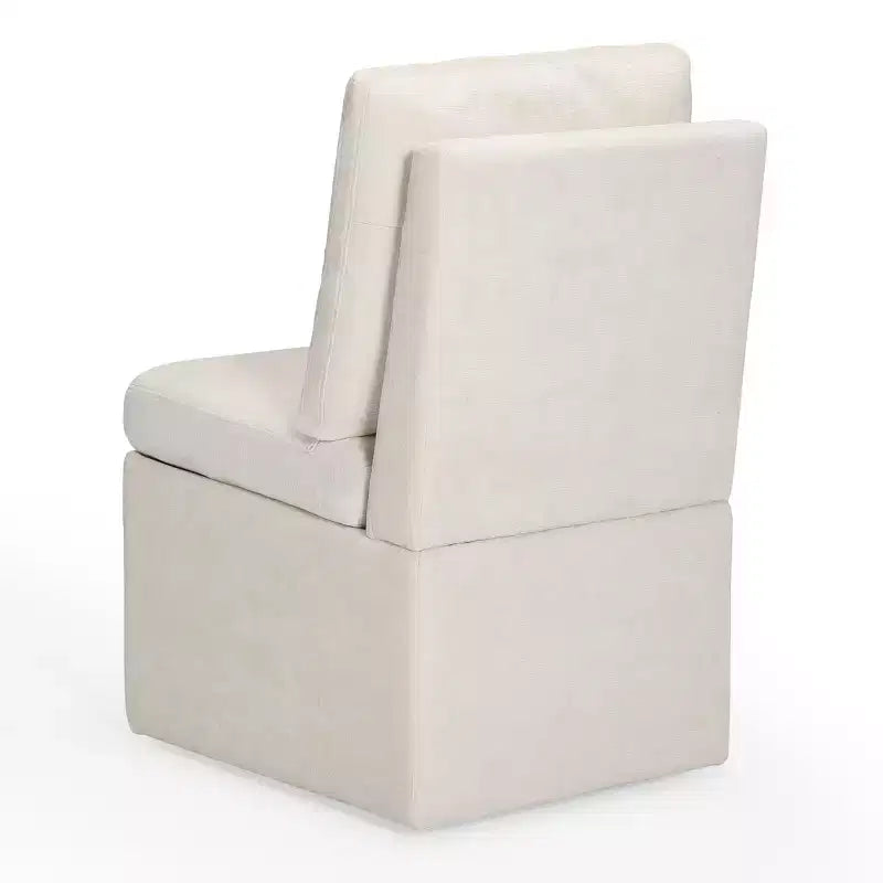 Chaises de salle à manger sans accoudoirs modernes rembourrées en chenille avec roulettes
