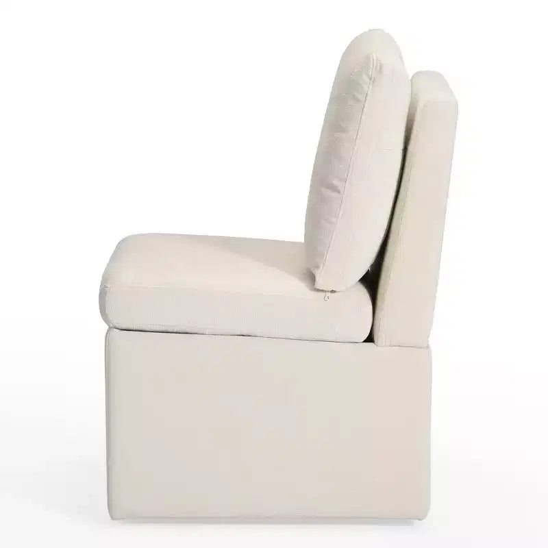 Chaises de salle à manger sans accoudoirs modernes rembourrées en chenille avec roulettes