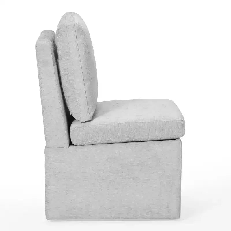 Chaises de salle à manger sans accoudoirs modernes rembourrées en chenille avec roulettes