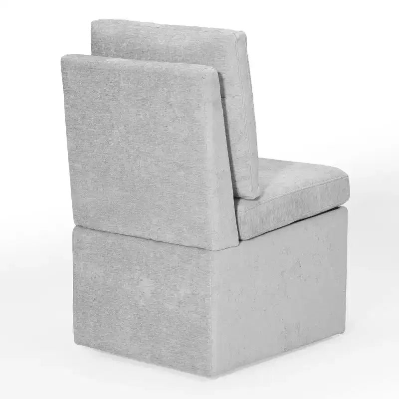 Chaises de salle à manger sans accoudoirs modernes rembourrées en chenille avec roulettes