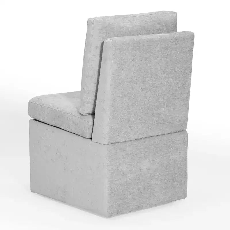 Chaises de salle à manger sans accoudoirs modernes rembourrées en chenille avec roulettes
