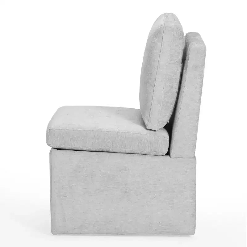 Chaises de salle à manger sans accoudoirs modernes rembourrées en chenille avec roulettes