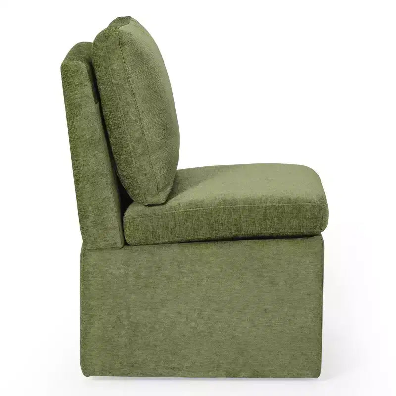 Chaises de salle à manger sans accoudoirs modernes rembourrées en chenille avec roulettes