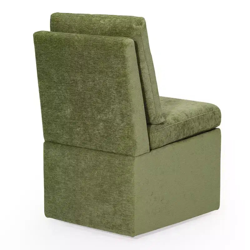 Chaises de salle à manger sans accoudoirs modernes rembourrées en chenille avec roulettes