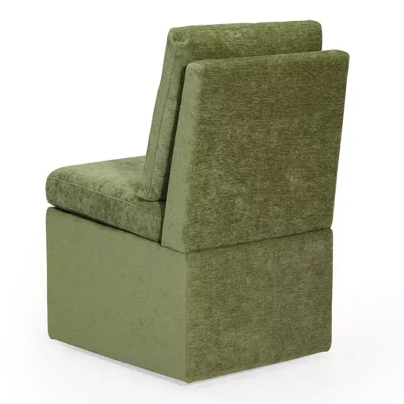 Chaises de salle à manger sans accoudoirs modernes rembourrées en chenille avec roulettes