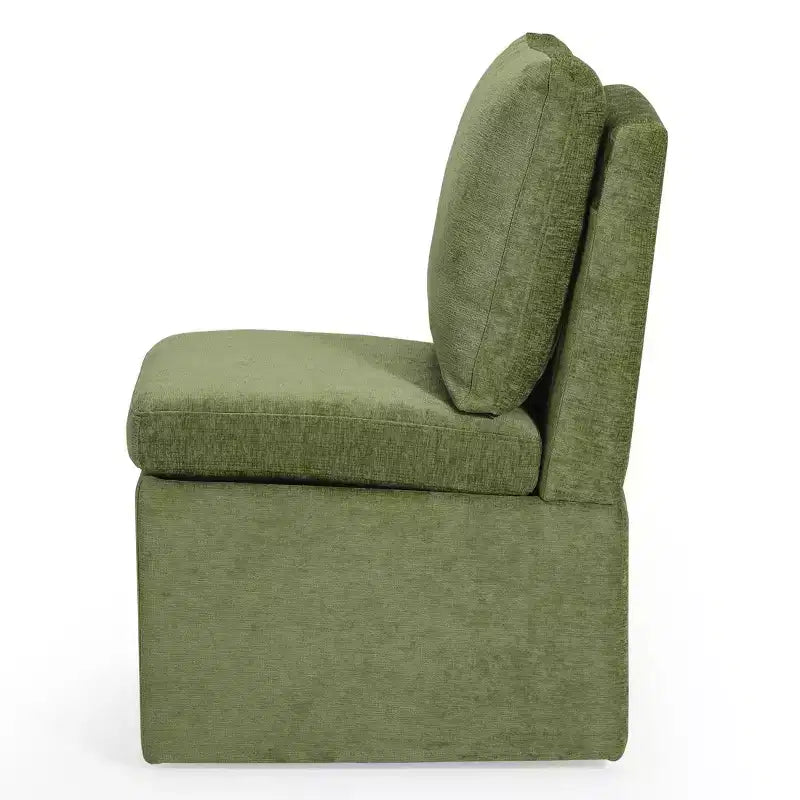 Chaises de salle à manger sans accoudoirs modernes rembourrées en chenille avec roulettes