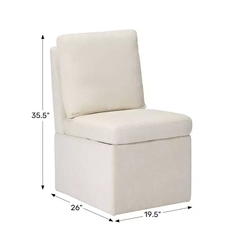 Chaises de salle à manger sans accoudoirs modernes rembourrées en chenille avec roulettes