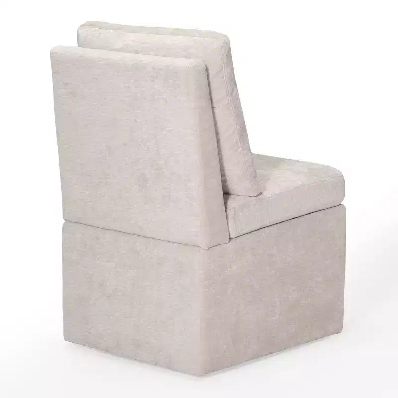 Chaises de salle à manger sans accoudoirs modernes rembourrées en chenille avec roulettes