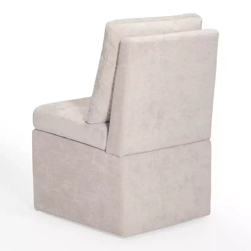 Chaises de salle à manger sans accoudoirs modernes rembourrées en chenille avec roulettes