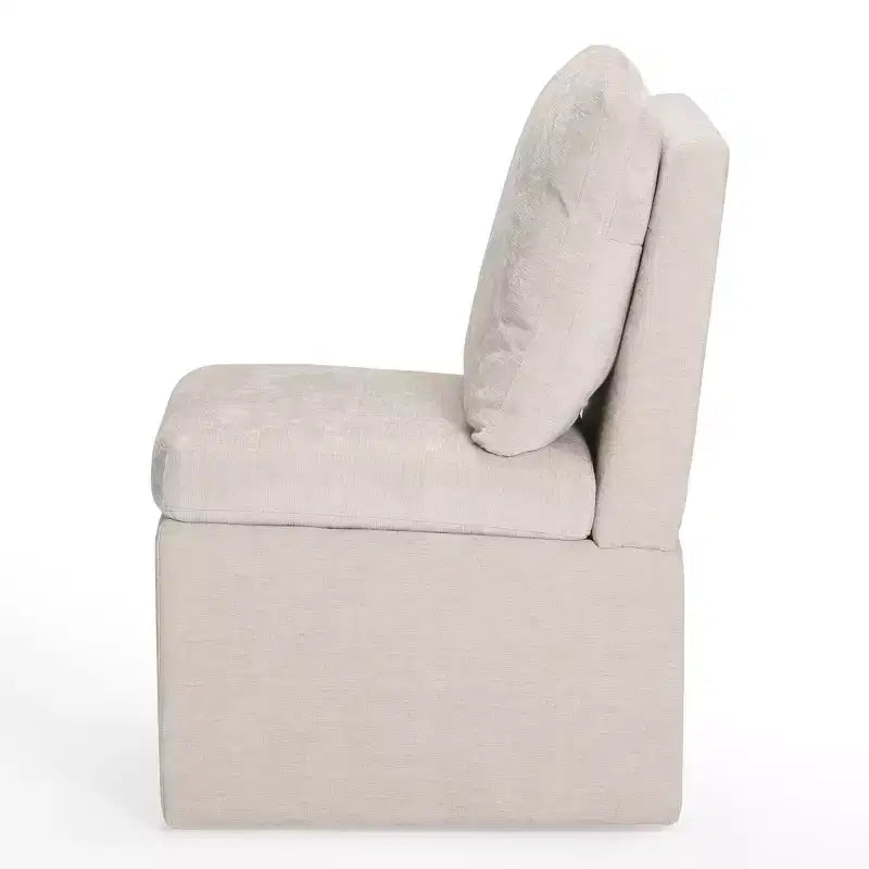 Chaises de salle à manger sans accoudoirs modernes rembourrées en chenille avec roulettes