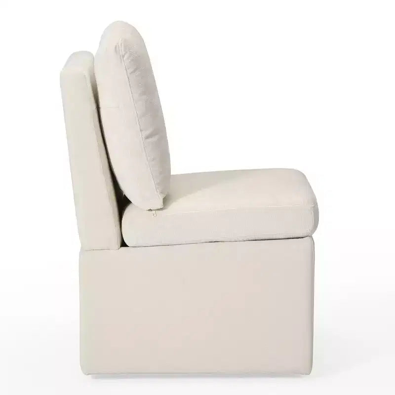 Chaises de salle à manger sans accoudoirs modernes rembourrées en chenille avec roulettes
