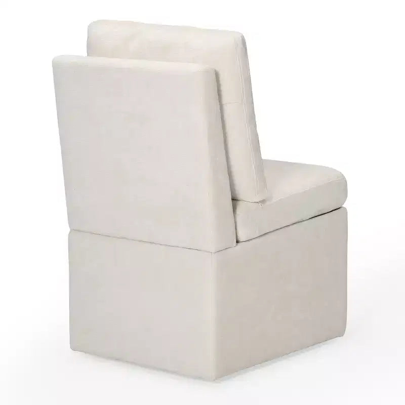 Chaises de salle à manger sans accoudoirs modernes rembourrées en chenille avec roulettes