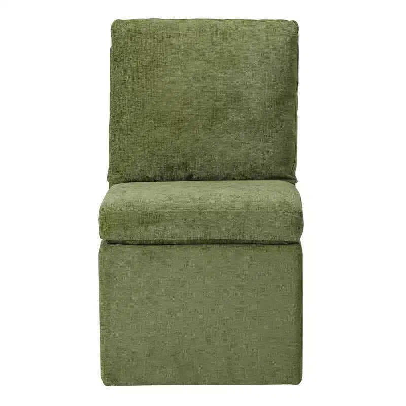 Chaises de salle à manger sans accoudoirs modernes rembourrées en chenille avec roulettes