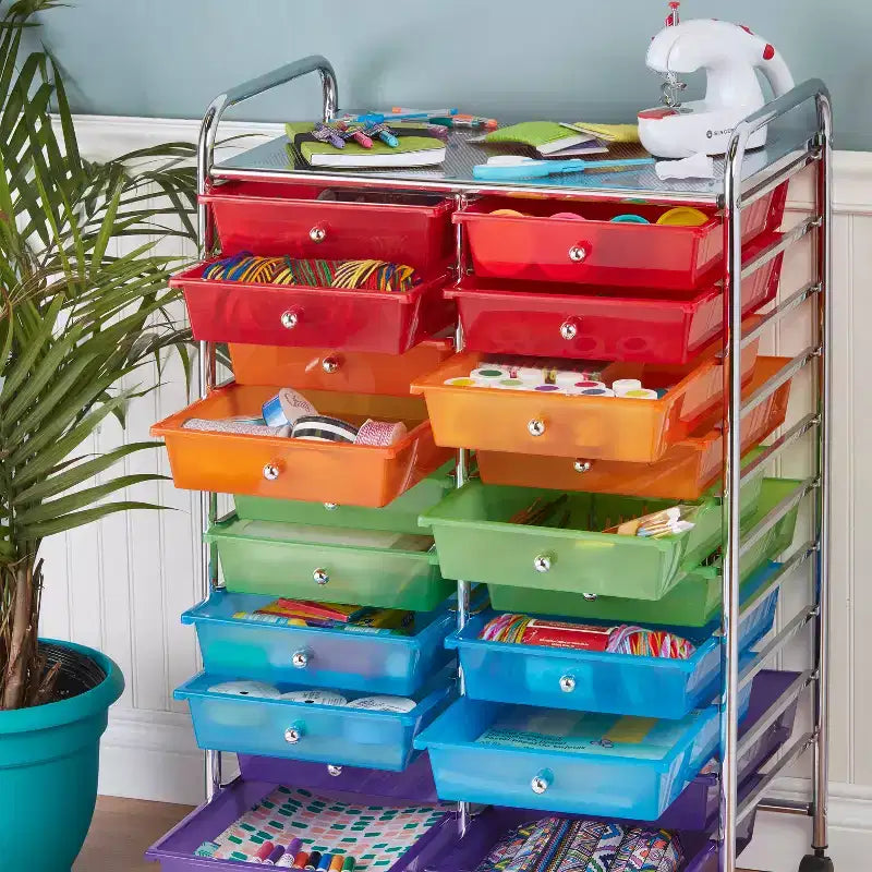 ECR4Kids 20-Drawer Everyday Mobile Storage Utility Cart, Craft Organizer