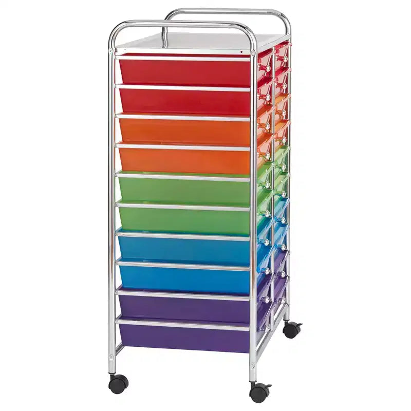 ECR4Kids 20-Drawer Everyday Mobile Storage Utility Cart, Craft Organizer