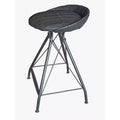 HomeRoots 24 Gray Leather and Iron Low Back Counter Height Swivel Bar Chair